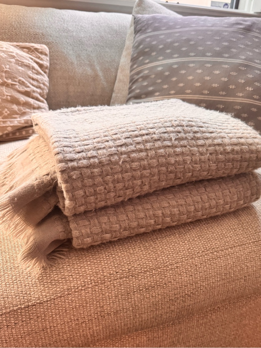 West Elm  2 Textured Waffle Throw Blanket - Taupe